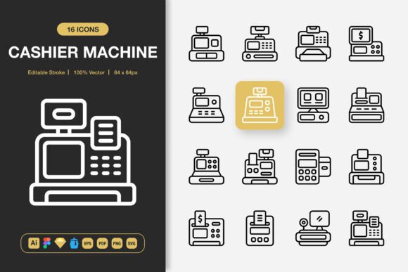 A Cashier Machine Icon Set for Professional Blog Graphics
