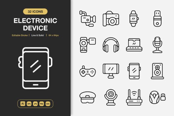 A Minimalist Electronic Icons Set for Modern Brand Graphics