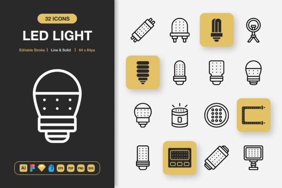 A Minimalist LED Icon Set for Commercial Digital Graphics