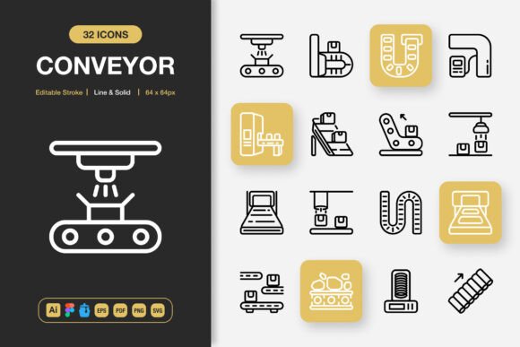Conveyor Icons: A Graphic Design Asset for Authentic Branding