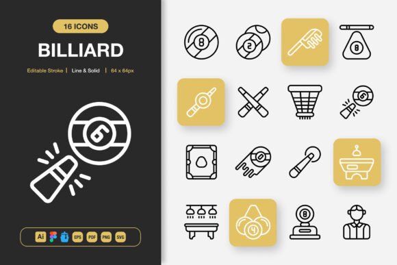 Crafting with Elegant Billiard Icons Graphics