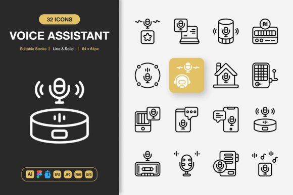 Crafting with Minimalist Voice Assistant Icon Graphics