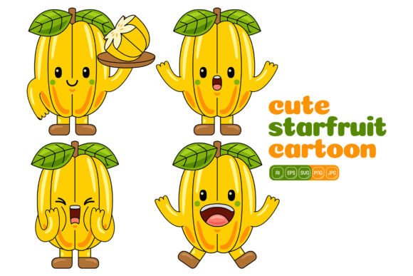 Cute Starfruit Mascot Graphics for Illustrations