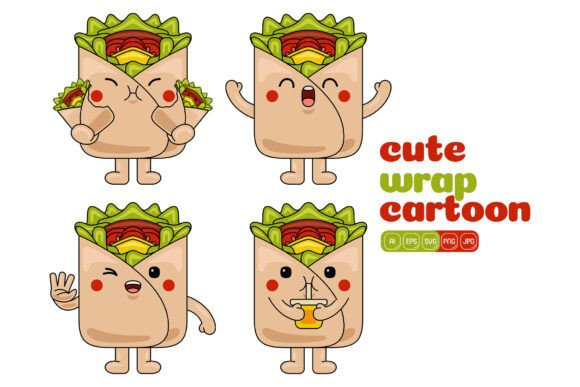 Cute Wrap Mascot Graphics for Illustrative Craft Products