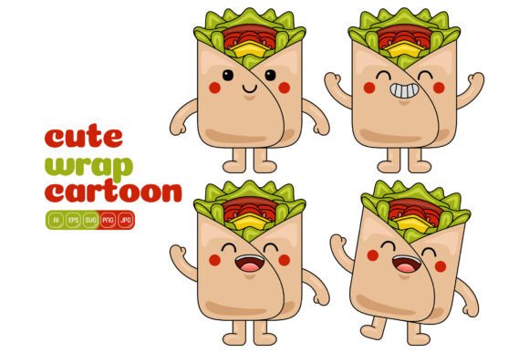 Cute Wrap Mascot Vector Pack 03: Graphics for Brandable Merchandise
