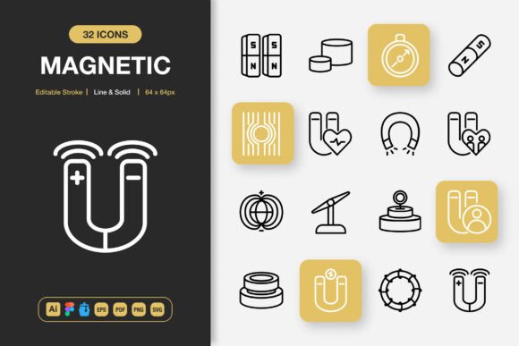 Magnetic Icons for Professional Graphics & Brand Identity