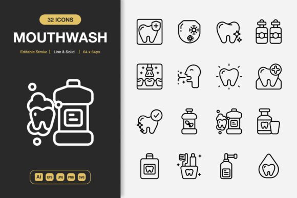 Mouthwash Icons: A Graphics Set for Clean Editorial Design