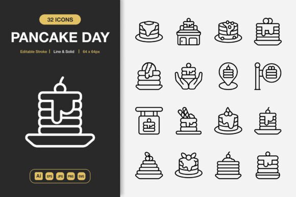 Pancake Day Icons: A Versatile Graphic Design Asset for Publishers