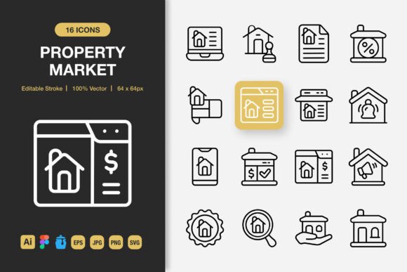 Property Market Outline Icons: A Practical Graphic Set